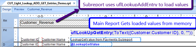 Title: LookupGetEntry Sample - Description: Example of a main report getting values that were loaded by the subreport