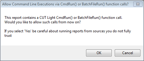 Title: Permission dialog for CmdRun or BatchFileRun - Description: 1-time Permission dialog for CmdRun or BatchFileRun.