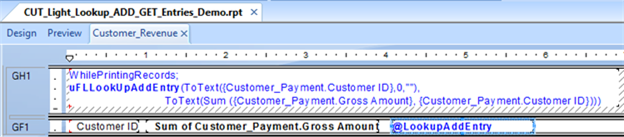 Title: LookupAddEntry Sample - Description: Example of subreport loading total payments by Customer into Key-Value pairs in memory